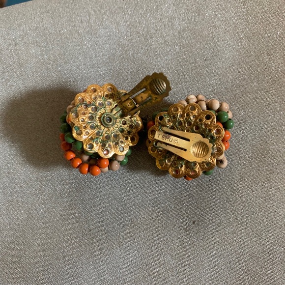 *Rare* Vintage 60’s LEHU Beaded Earrings - Picture 2 of 2
